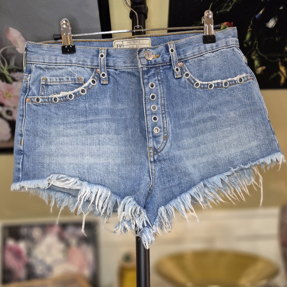 Denim Frayed Hem Women Shorts